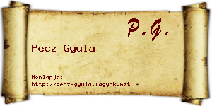 Pecz Gyula névjegykártya